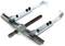 A two-arm puller with adjustable legs and central threaded pin. Suitable for removing bearings or gears.