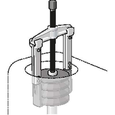 A puller is used for removing bearings or gears from shafts. Pictured is a three-legged puller in use.