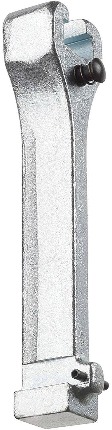 A silver, metallic tool with a curved shape and a screw mechanism at the top. It appears to be a specialist hand tool.