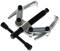 A metal puller with three adjustable arms, a central spindle, and a handle for tightening. Tool application, mechanical use.
