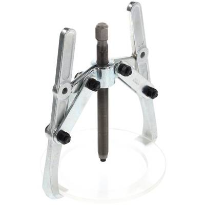 A three-armed puller made of metal, used for removing bearings or gears from a shaft.