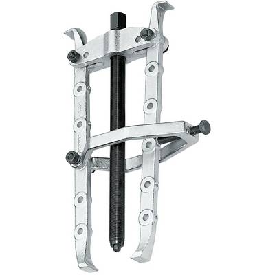 Three-jaw metal puller with adjustable arms and central screw, used for removing bearings or gears.