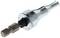A silver hole punch with a black shaft, used for drilling round holes in metal or wood.