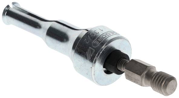 Metal drill bit with hexagonal shank and cylindrical tip on a white background. Suitable for precise drilling in metal.