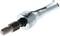 A metal tool with a screw thread and conical tip, which can be used for fastening or loosening parts.