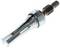 Metal threading tap with a cylindrical shaft and spiral point, used for cutting or cleaning threads.