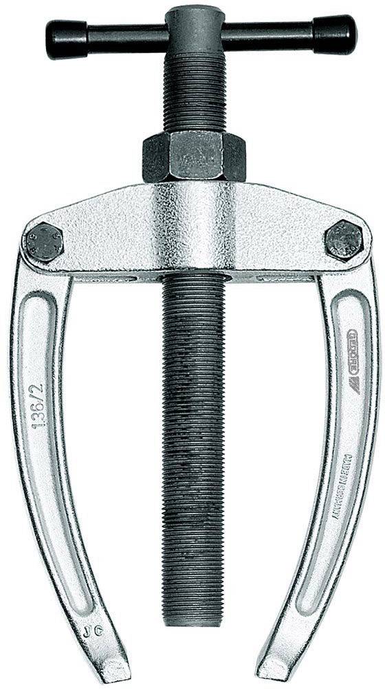 A silver two-arm puller, suitable for removing bearings or gears.
