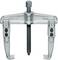 A metal two-arm puller with a central screw mechanism, used for removing gears or bearings.