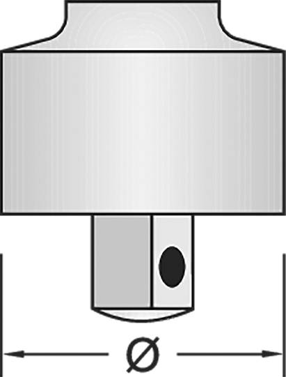 'A cylindrical component diagram showing a hollow base with a cylindrical top. A diameter symbol is at the bottom for measurement.'