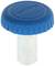 Blue handle with a round, ribbed surface and inset branding. Beneath it, a metallic, rectangular element.