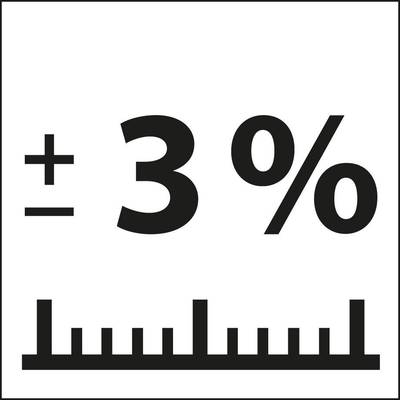 In front of a ruler is the inscription '± 3 %', which indicates a tolerance or deviation.