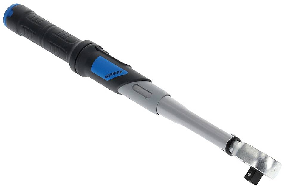A digital torque wrench with an ergonomic handle and a display for precise torque indication.