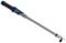 Torque wrench with a long silver handle and black, ergonomic grip. Suitable for precise torque adjustment.