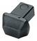 Black plastic button in a square shape, possibly for operating or adjusting a device or piece of furniture.