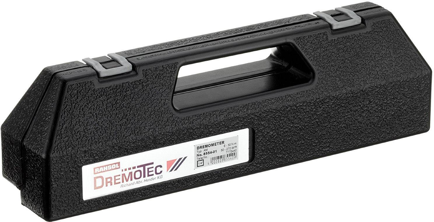 Black tool case with handle. Sticker with the 'DREMOTEC' logo and product information on the front.