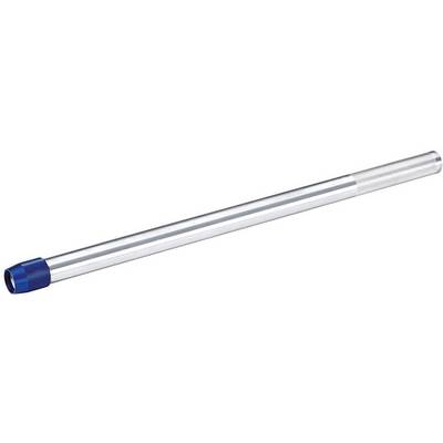 A long, silver metal rod with a blue tip, possibly a telescopic tube or extension rod.
