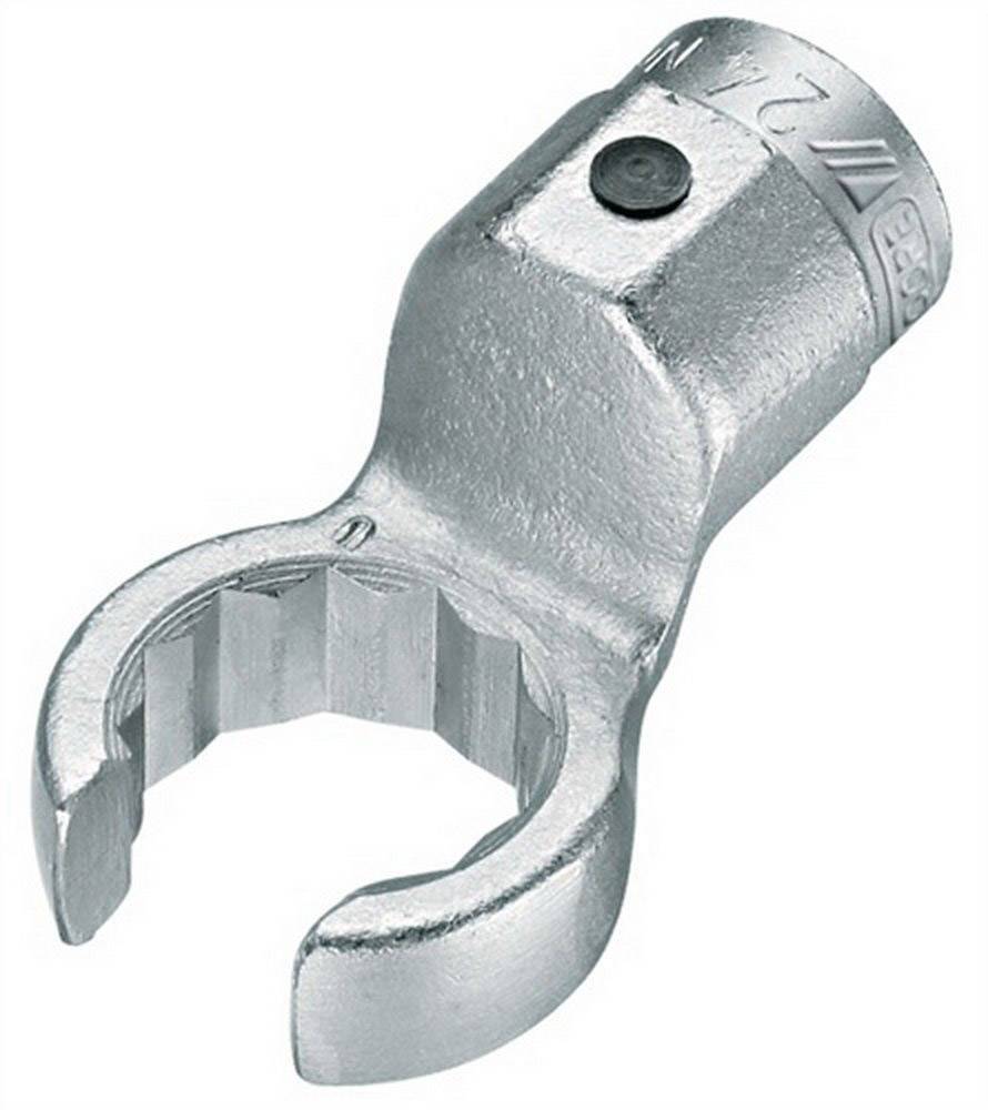 A chrome-plated socket spanner attachment, suitable for hard-to-reach bolts. Silver colour, slightly glossy.