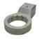 Metal key with tooth-shaped aperture and square handle, used for specialised technical applications.