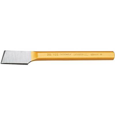 A yellow flat chisel with the inscription '200 112 S GEDORE/WF'. The tool has a silver cutting edge.