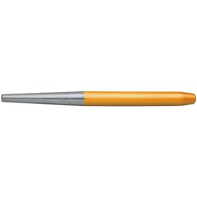 A silver and orange metal pen lies horizontally.