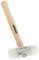 Wooden hammer with white plastic head, marked with 'Gedore', on a light background. Primarily used to protect delicate surfaces.