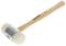 A rubber mallet with a white head and wooden handle, suitable for delicate work where surfaces should not be damaged.