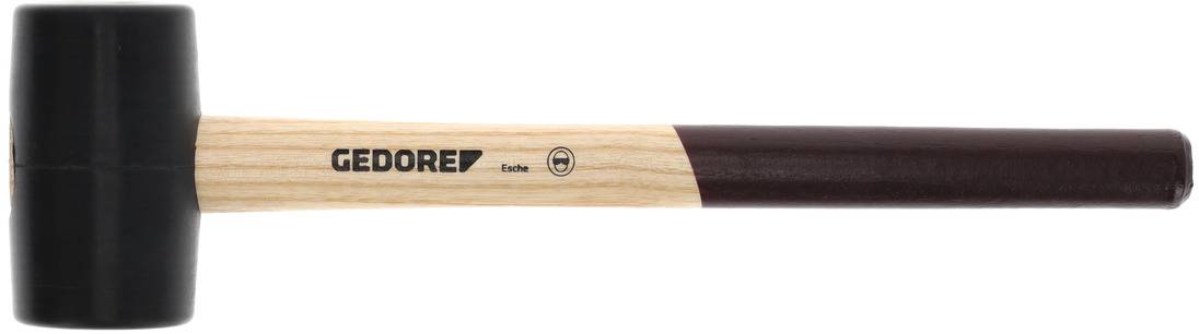 Rubber mallet with a wooden handle, 'Gedore' brand name on the handle. Suitable for assembly work to prevent damage to materials.