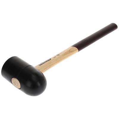 Rubber mallet with a long wooden handle and black head, suitable for tasks that require no scratches or damage to be left behind.