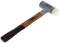 A soft-faced hammer with a round plastic head and a wooden handle. The hammer is designed as a mallet for gentle striking work.
