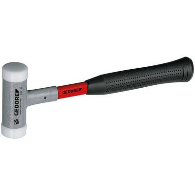 A rubber mallet with a red handle, black grip and rubber head. The brand name 'Gedore' is shown on the hammer head.