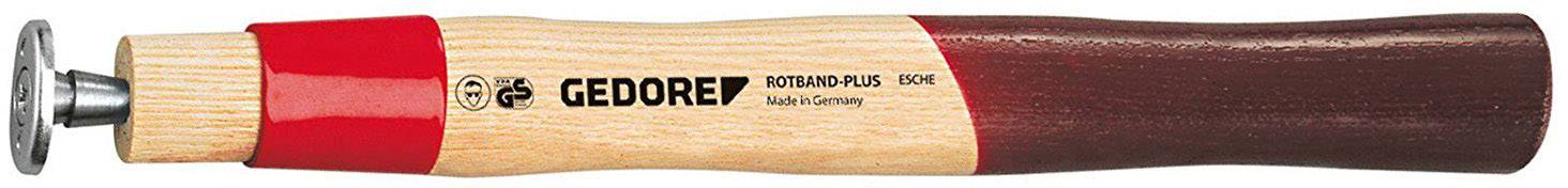 Wood-handled tool with metal functional part, brand GEDORE, model ROTHENBERGER, round neck design. Reddish-brown wooden handle with metal head.