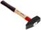 A hammer with a wooden handle and steel head. The head has a flat and a pointed side, suitable for various craftwork tasks.