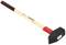 A sledgehammer with a red head and a wooden handle. Suitable for heavy-duty work in construction or gardening.