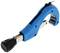 A blue pipe cutting tool with a black handle and metal blade, suitable for cutting metal pipes.