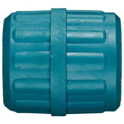 A blue, cylindrical object with textured surfaces and a central band, possibly a sporting or technical device.