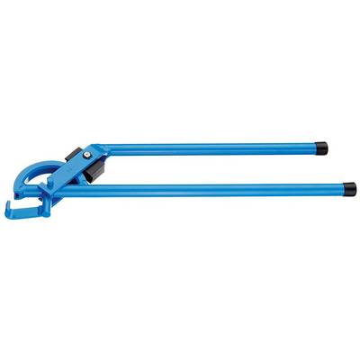 Blue pipe bender with two handles, suitable for manual pipe bending. Primarily used for construction or installation work.
