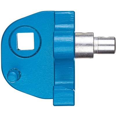 Blue L-Loxx key with metal cylinder, used for fastening or securing in mechanical applications.