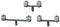 Metal fastening elements on a white background, consisting of three mounting brackets with screws for installation on various structures.