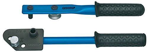 Two blue pipe benders with black handles, shown from top and bottom views, suitable for bending metal pipes at various angles.