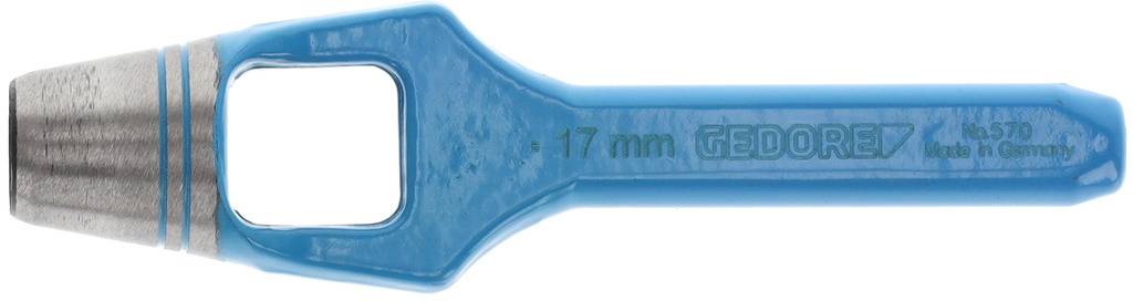 A blue wheel brace with a 17 mm fitting, suitable for loosening and tightening nuts on vehicle wheels.