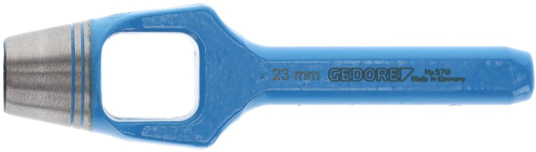 Blue Gedore ring spanner, 23 mm, made of metal, manufactured in Germany.