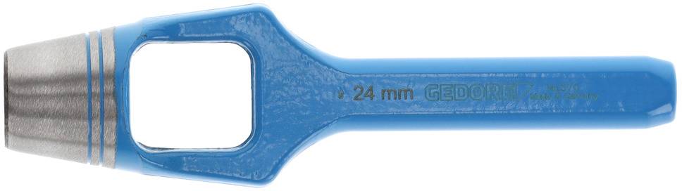 A blue spanner with a metal ring, inscribed with '24 mm GEDORE'. A tool used for tightening and loosening bolts and screws.