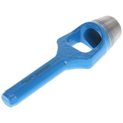 A blue metal hole punch, suitable for punching round holes in leather or fabric.