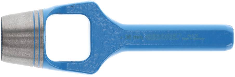 Hole punch with blue handle and metal head, suitable for punching materials.