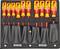 Set of isolated screwdrivers in various sizes, arranged in a black tool bag with 'Gedore' logo.