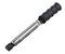 Torque wrench with a knurled grip and metal body, used for precise tightening of screws and nuts.