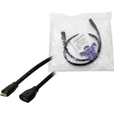 LogiLink USB-C Extension Cable, 0.5 m, shown inside and outside the packaging. Ideal for extending USB-C connections.