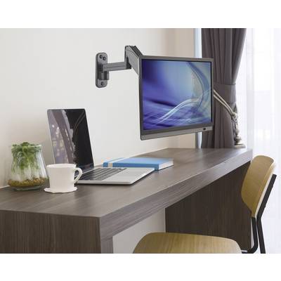 Manhattan 461610 Monitor wall mount 1 Display(s) 43,2 cm (17") - 81,3 cm (32") Black Rotatable, Height-adjustable, Tilta-1