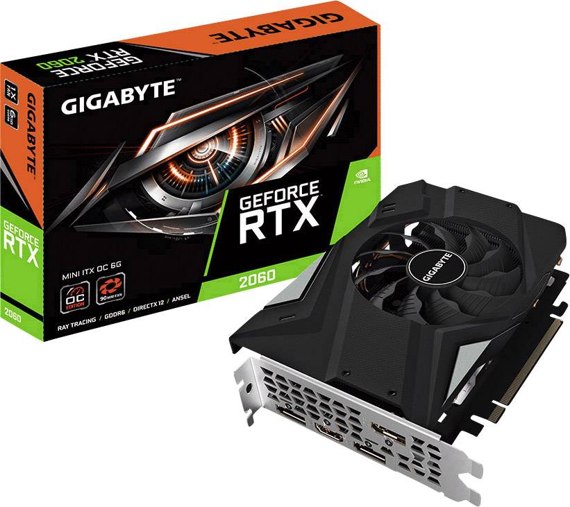 Gigabyte GPU Nvidia GeForce RTX2060 ITX Overclocked 6 GB GDDR6 RAM PCIe x16 HDMI™, DisplayPort