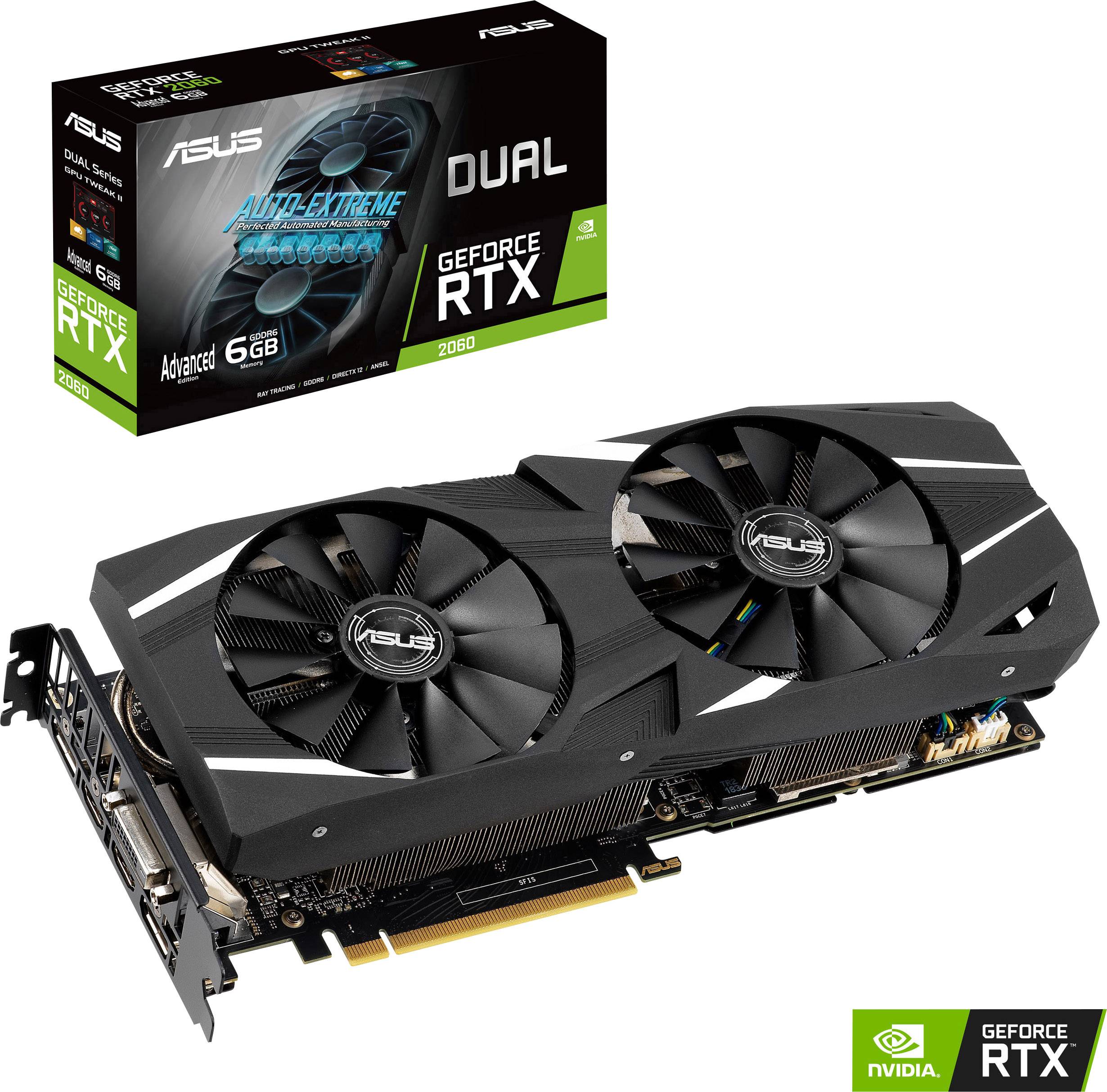 Asus GPU Nvidia GeForce RTX2060 Dual Advanced 6 GB GDDR6 RAM PCIe x16 HDMI™, DVI, DisplayPort